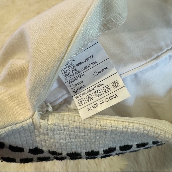 Black & White Textured Boho Accent Pillow Cover - Picture 7 of 10